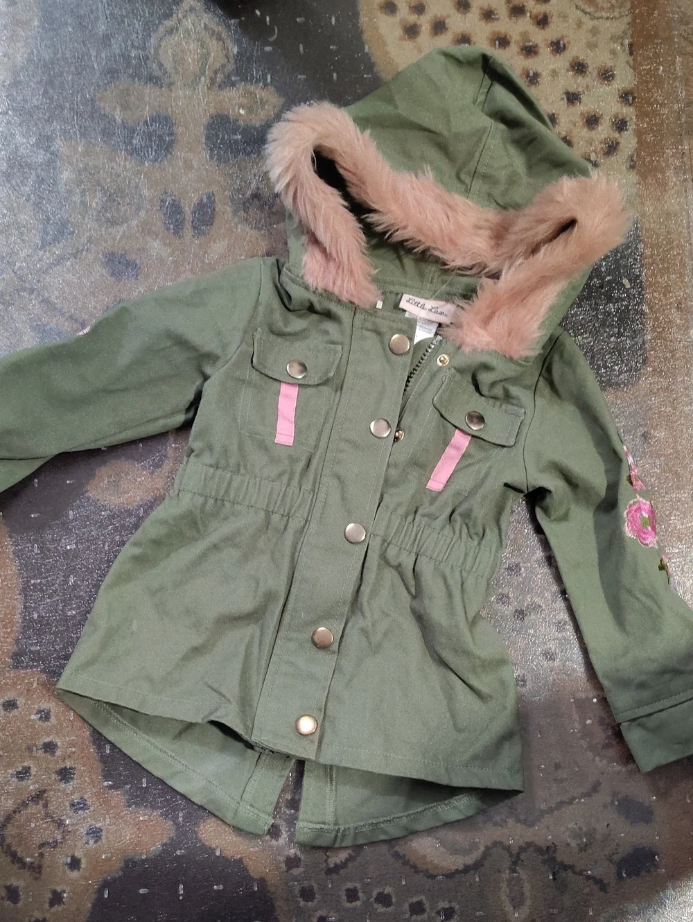 Nwot 2t Girls Olive And Pink Jacket $45